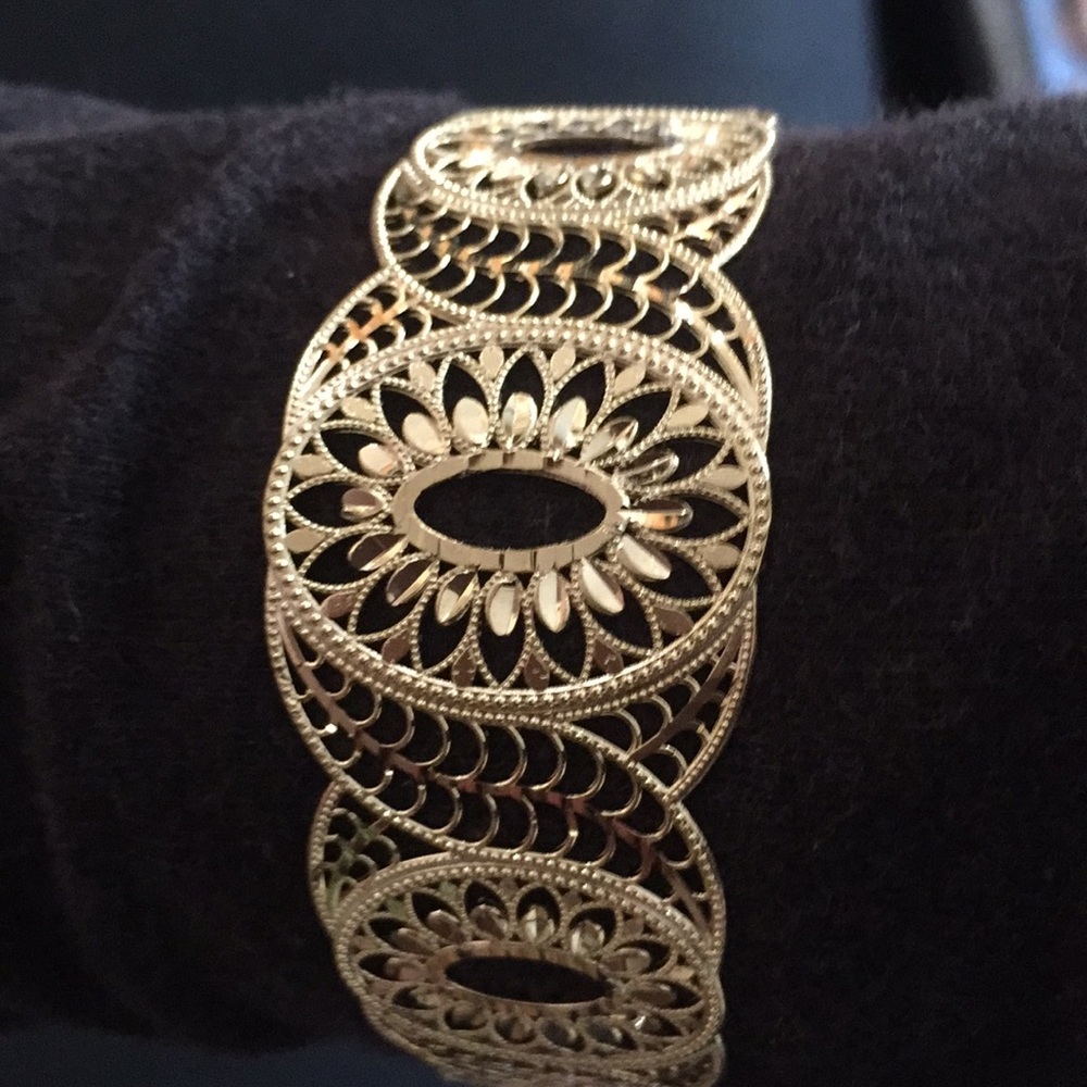 Gold plated filigree silver cuff bracelet